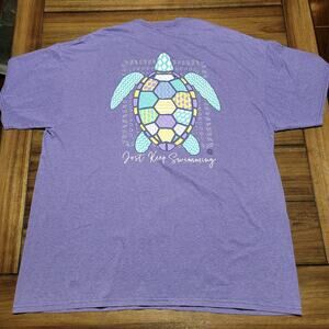 Girlie Girl Originals Purple Tee "Just Keep Swimming" Turtle - Size XL